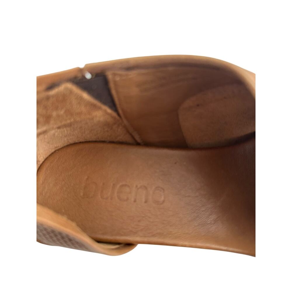 Bueno Tahiti Half D`Orsay Tan Peep Toe Leather Flat Sandals EU 39 US 8.5 Boho - Picture 9 of 13